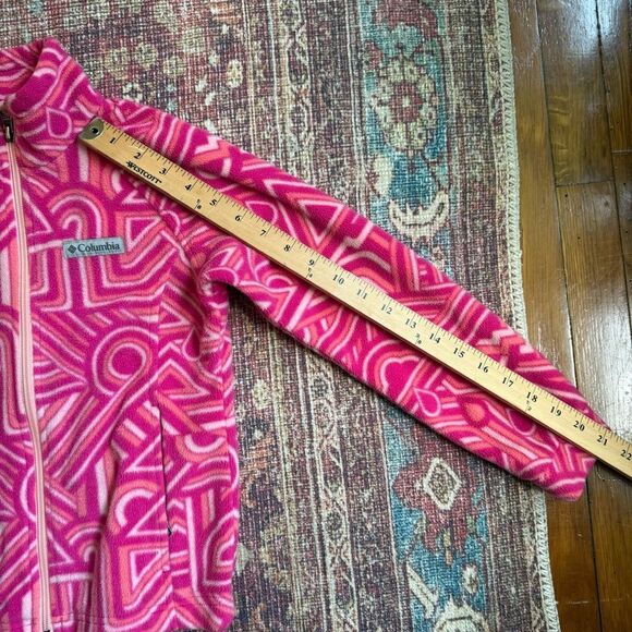 Small 7/8 Columbia Kids Pink Patterned Fleece Jacket - Picture 5 of 11